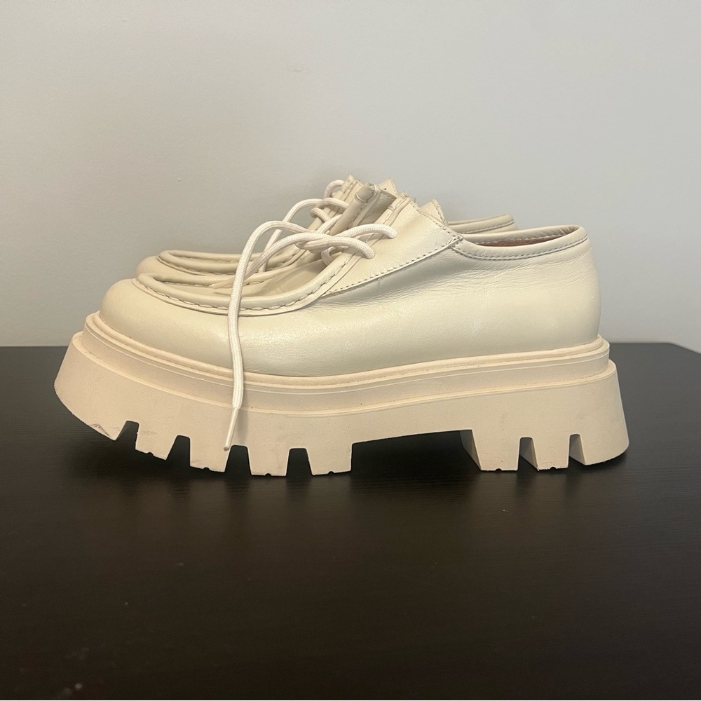 ALOHAS Leather Tycoon Loafers Platform Ivory Cream Size 41 Size 10 Size 10.5 - Picture 6 of 16